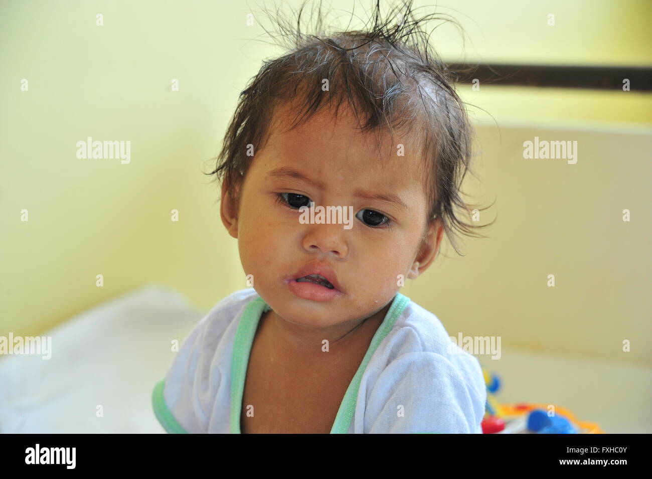 Baby in a German Doctors Hospital, Valencia, Mindanao, Philippines. Editorial use only. Stock Photo