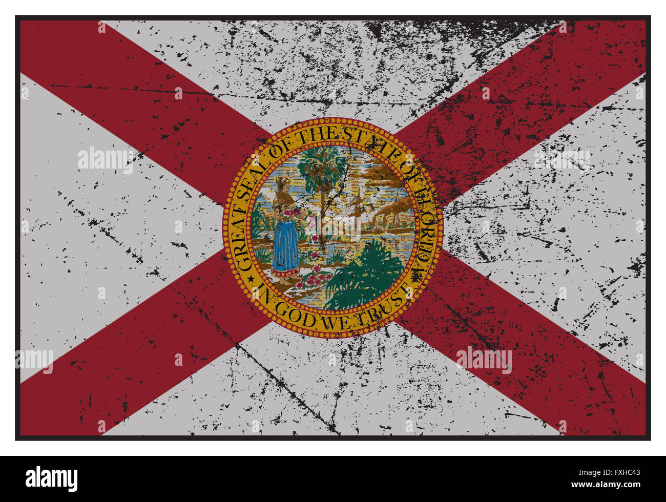 A grunged Florida state flag isolated on a white background Stock Photo