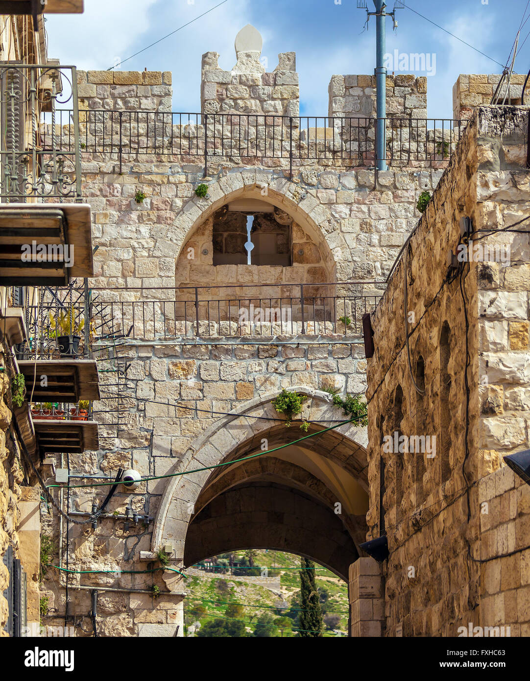 Lion Gate, Old City Wall, Jerusalem, Israel Stock Photo