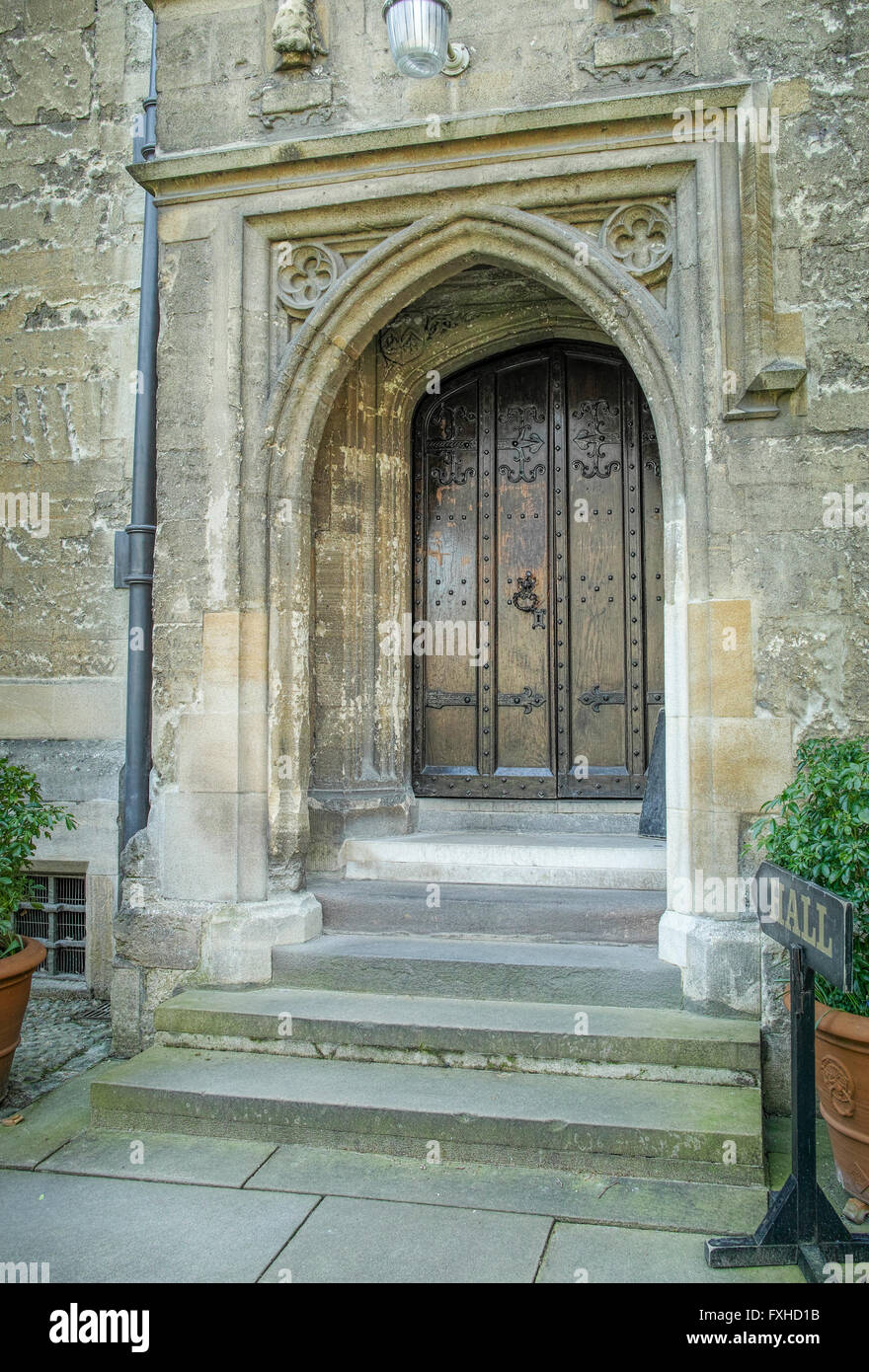 Dining room door at Brasenose college (founded in 1509), university of Oxford, England. Stock Photo