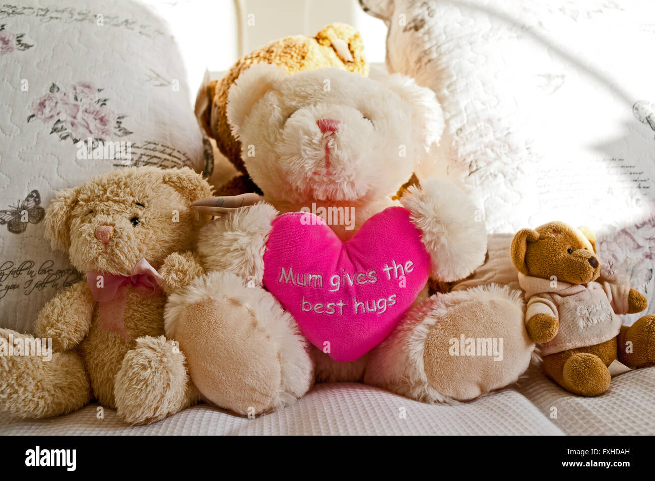 bed full of teddy bears