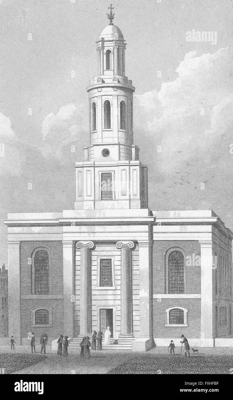 LONDON: St John's, Hoxton, antique print 1827 Stock Photo
