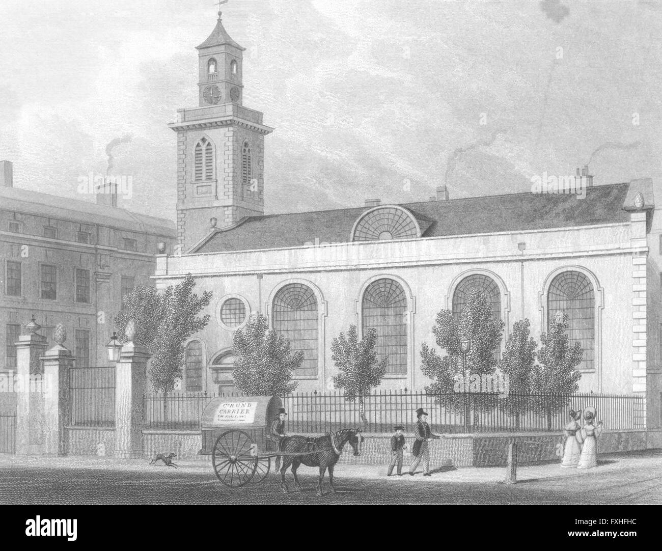 LONDON: St Mary, Aldermanbury, antique print 1829 Stock Photo