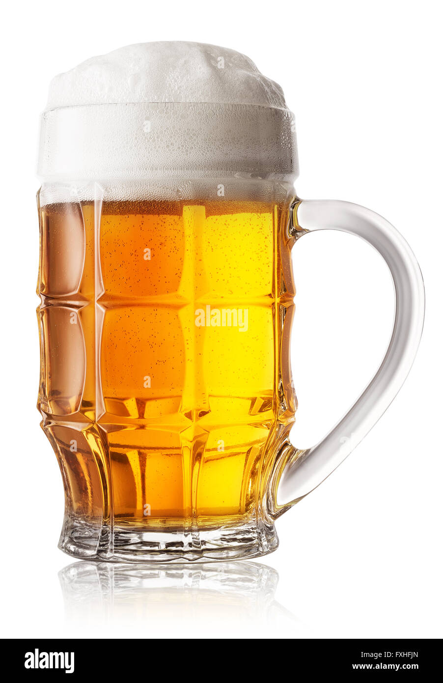 Mug of fresh beer with foam isolated on white background Stock Photo