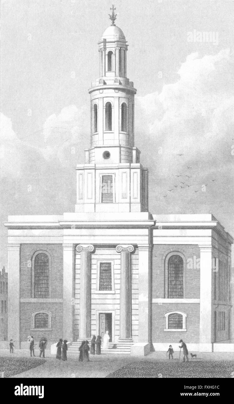 LONDON: St John's, Hoxton, antique print 1827 Stock Photo