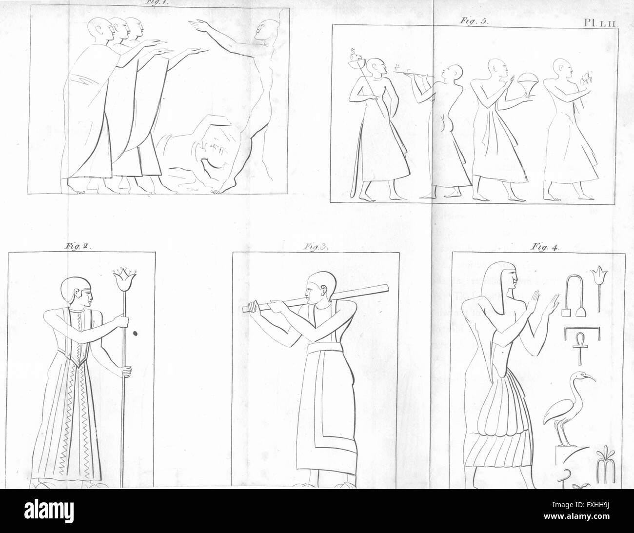 DECORATIVE: Ancient Egyptian figures, antique print c1830 Stock Photo
