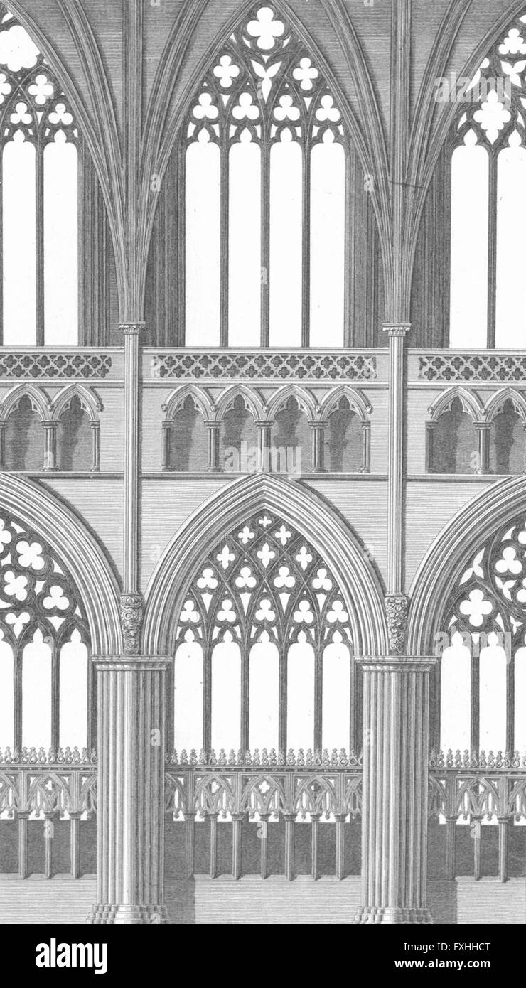 EXETER CATHEDRAL: Kendall restoration print, antique print c1830 Stock Photo