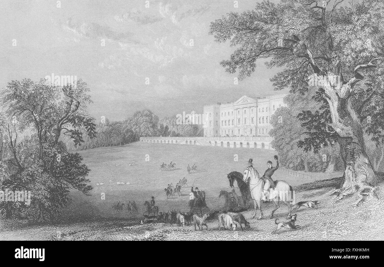 RUTLAND: Burley, Burleigh, hill: Allom, antique print 1836 Stock Photo