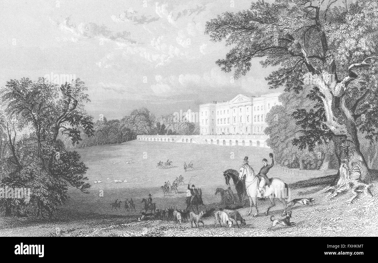 RUTLAND: Burley, Burleigh, hill: Allom, antique print 1836 Stock Photo