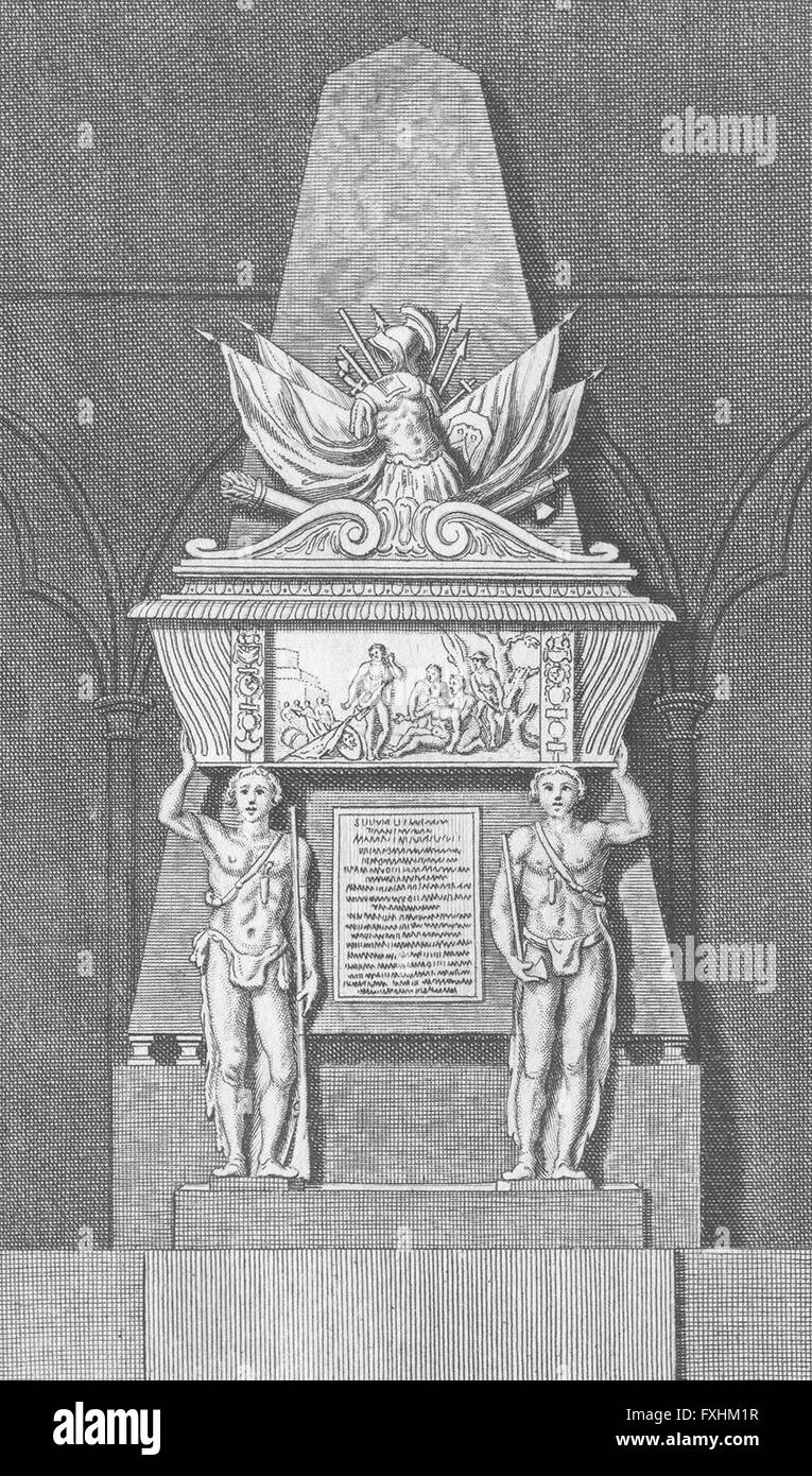 MONUMENTS: Monument of ble Pieu: Roger, Townshend, antique print c1780 Stock Photo