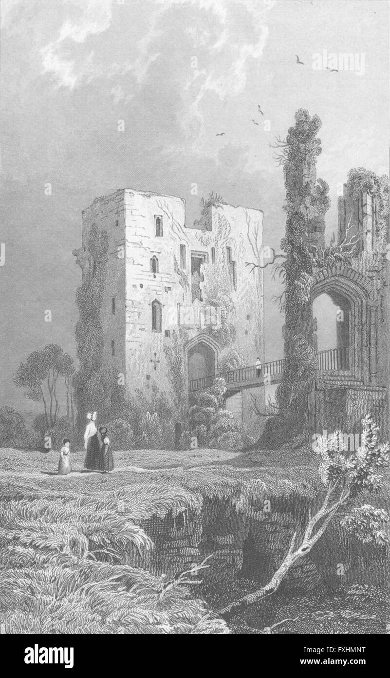 RAGLAN: Keep Castle, Monmouthshire: Monmouth, antique print c1830 Stock Photo