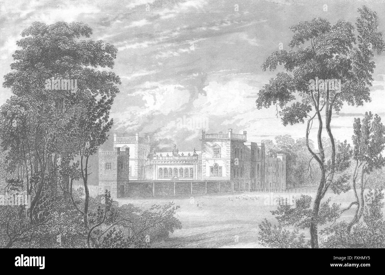 LINCS: Grimsthorpe Castle: Saunders, antique print 1836 Stock Photo