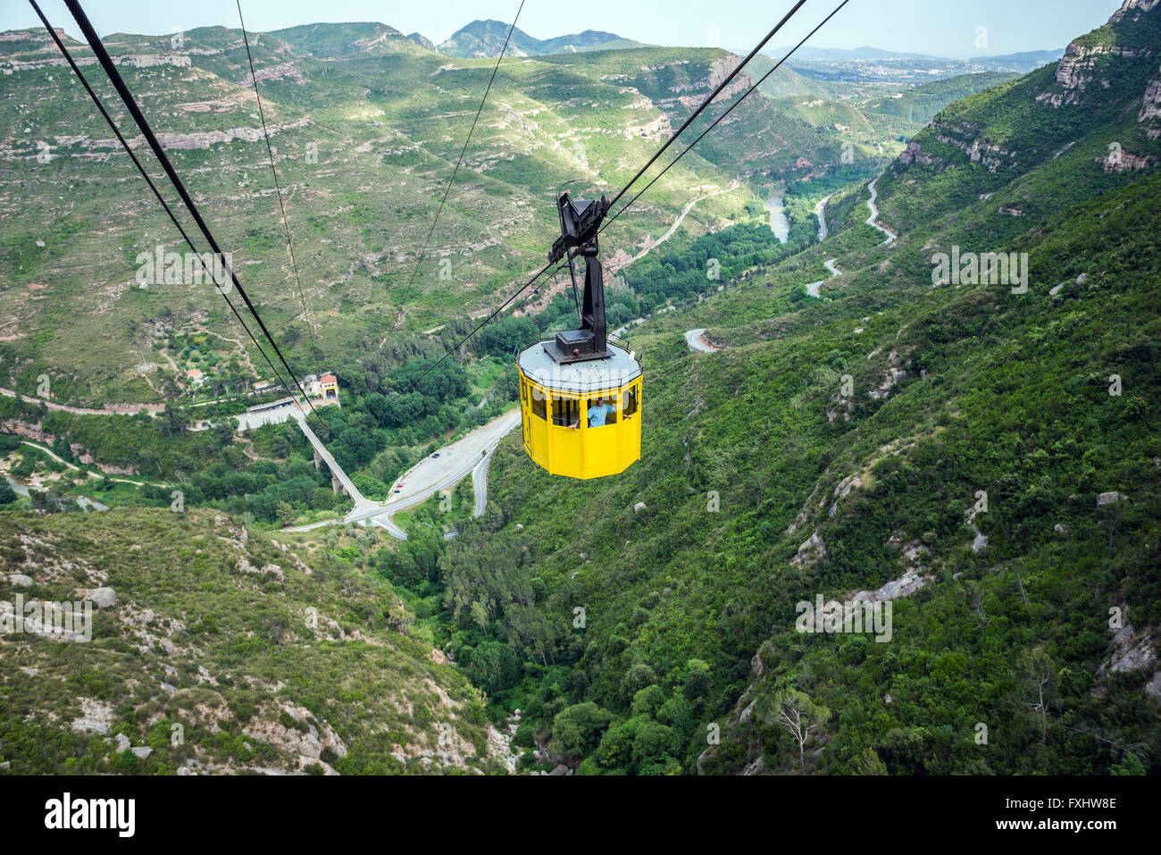 aerial cable car to Benedictine abbey Santa Maria de Montserrat on  Montserrat mountain in Monistrol de Montserrat, Spain Stock Photo - Alamy