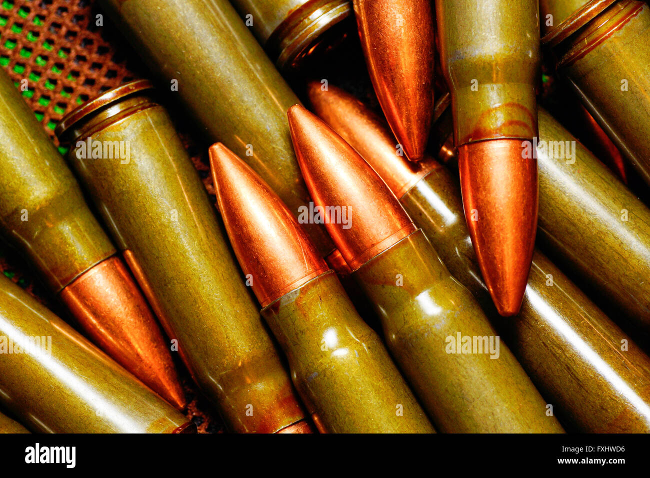 russian rifle and machine gun ammo Stock Photo
