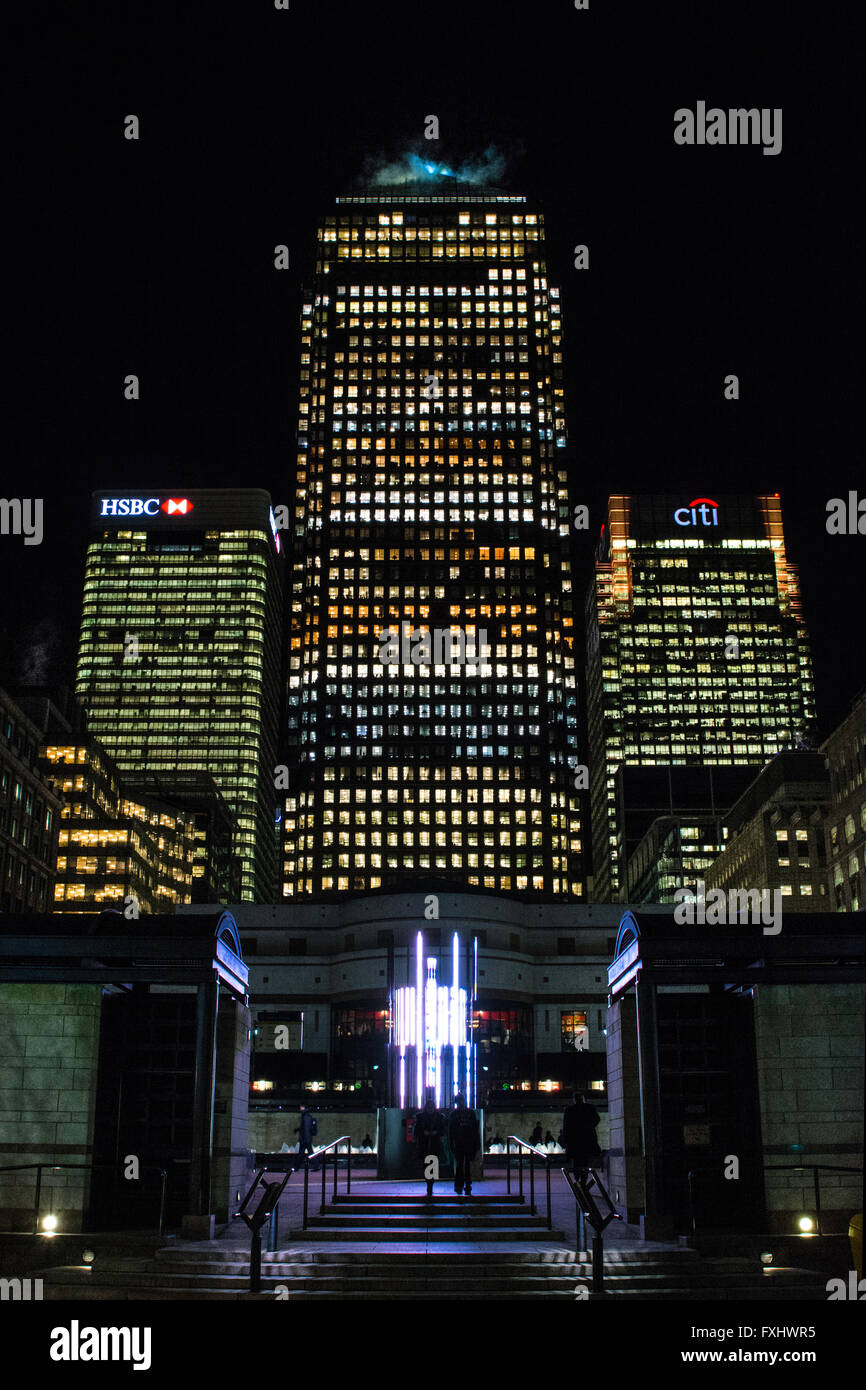 London Skyline by Night - Canary Wharf Stock Photo - Alamy