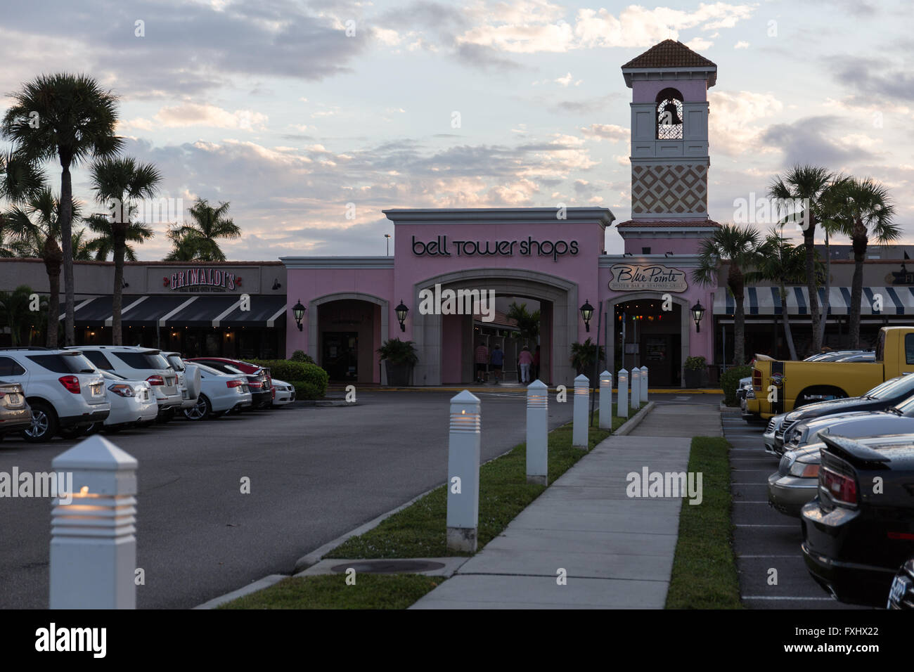 Bell Tower shops, shopping mall at sunset Stock Photo Alamy