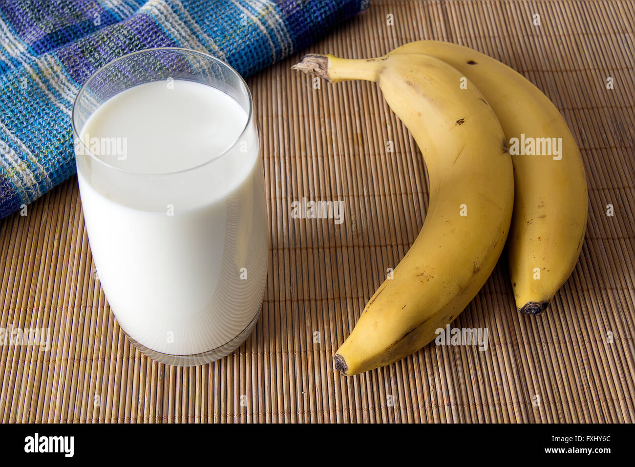 Bananas and glass of milk Stock Photo - Alamy