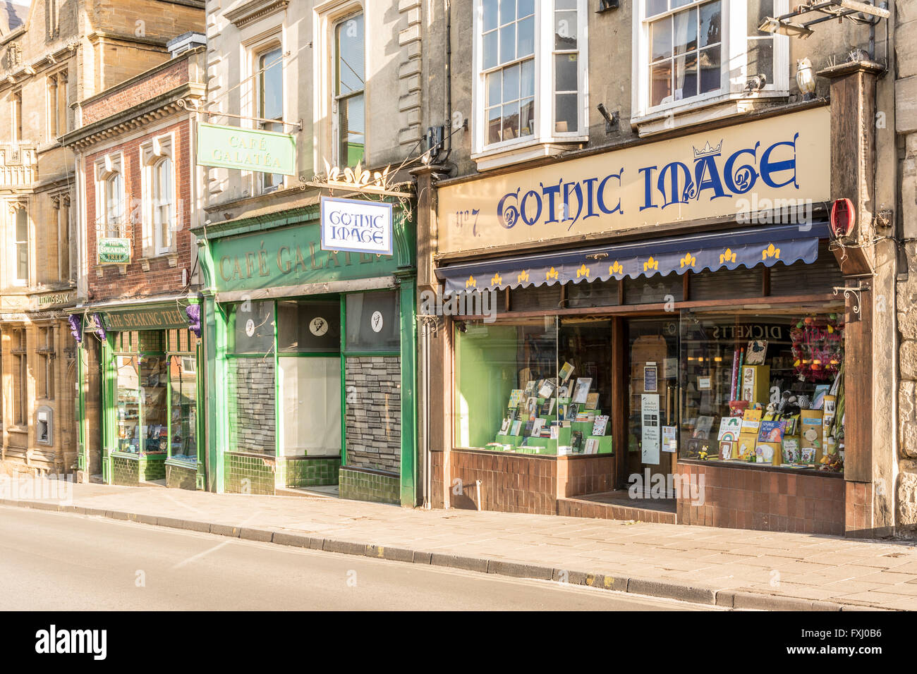 Shop Gothic Image, Glastonbury, Somerset, England Stock Photo Alamy