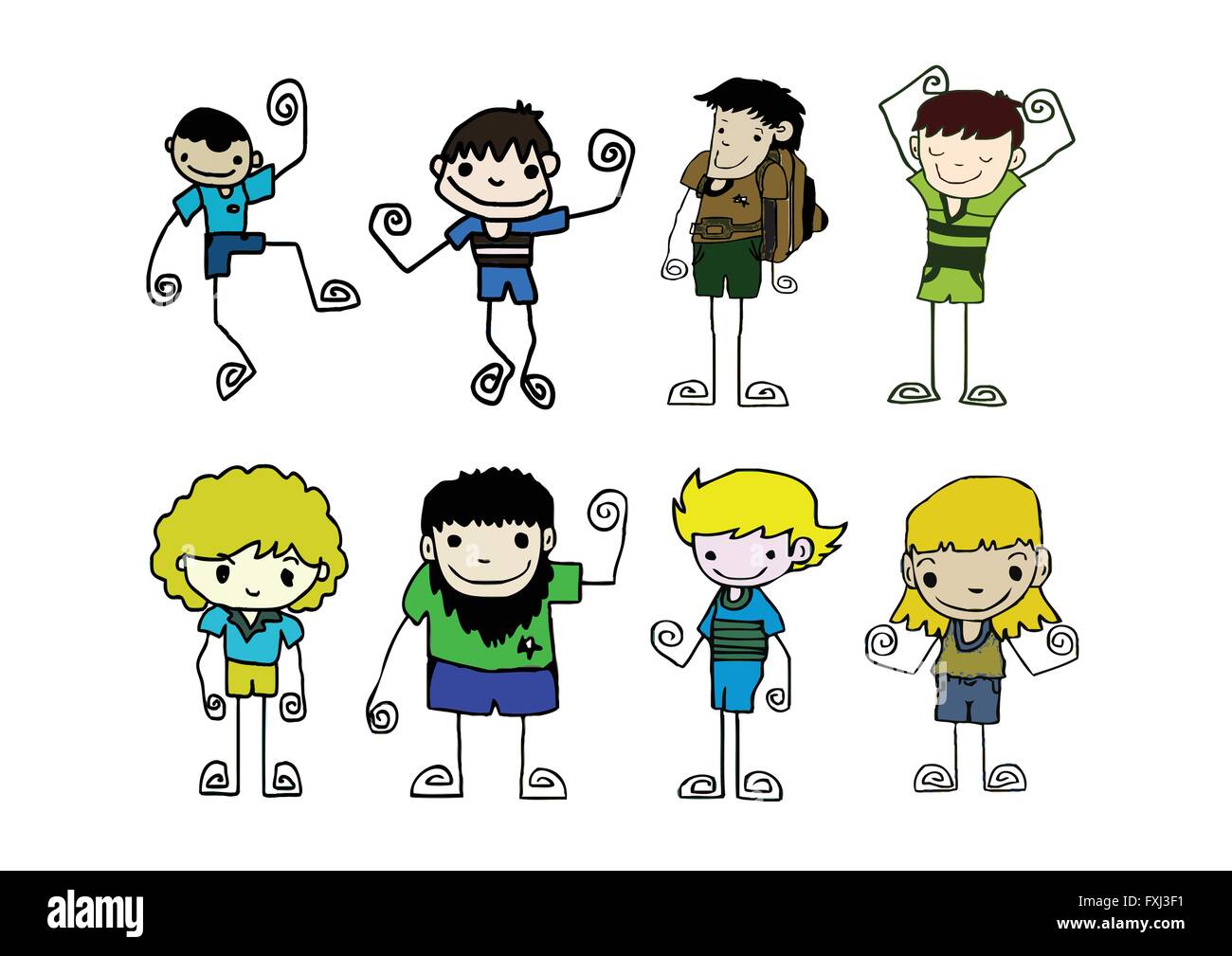Set of cute man and young boys cartoon Stock Vector Image & Art - Alamy
