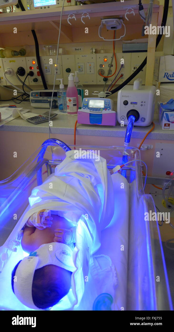 Baby Intensive Care Unit UV Light Treatment Stock Photo Alamy
