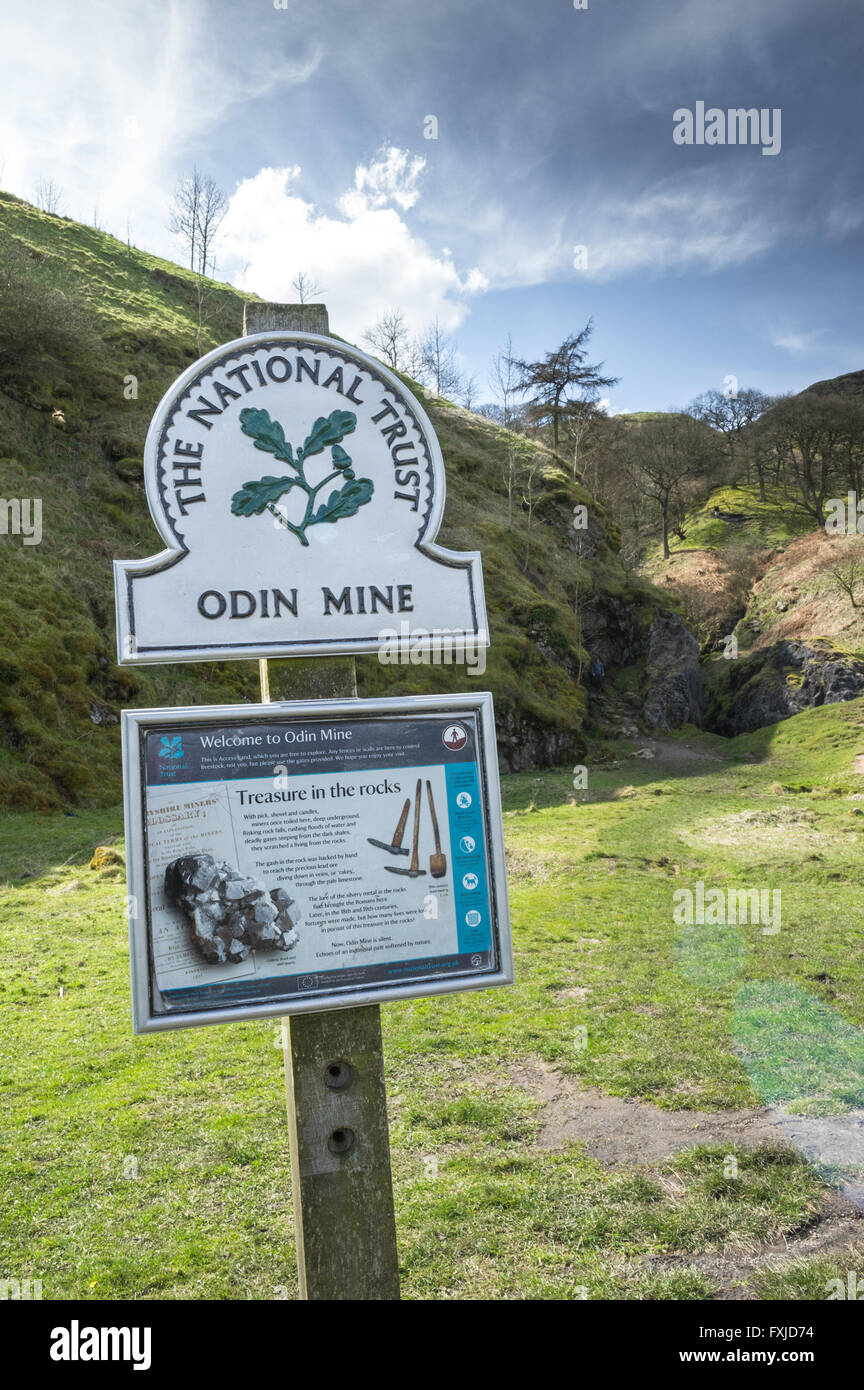 Disused lead mine, 'Odin Mine' at the foot of Man Tor in the Peak District, Derbyshire, England. Stock Photo
