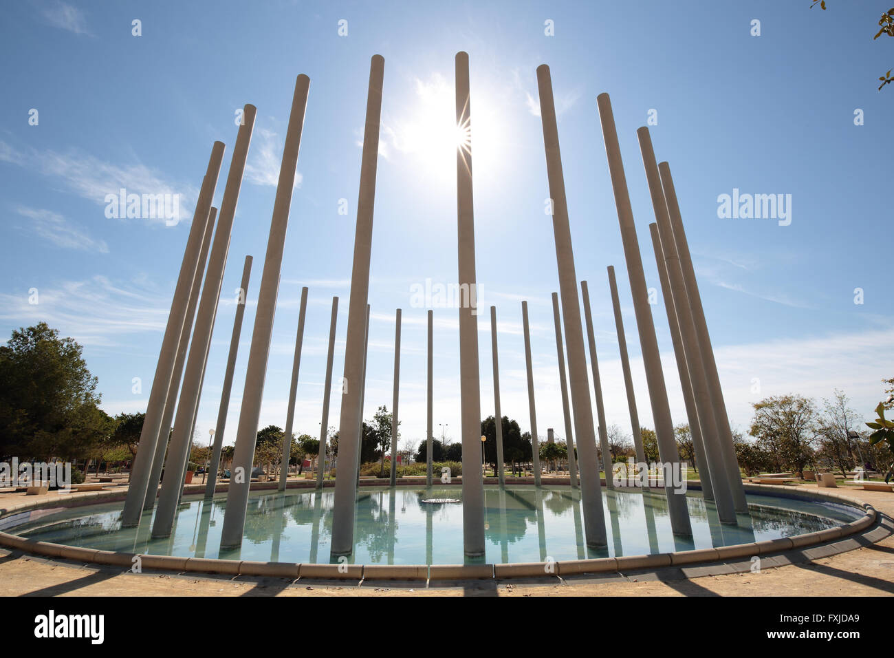 San Vicente del Raspeig, Spain. April 12, 2016: Vertical columns of concrete in the Parque Lo Torrent Stock Photo