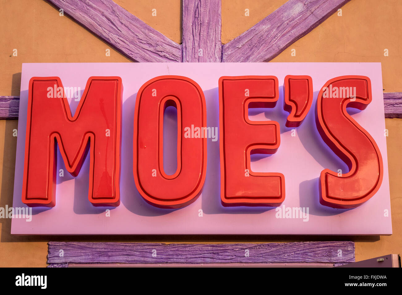 Bar Sign Of Moe's From Simpsons TV Show At Universal Studios Orlando  Florida Stock Photo - Alamy