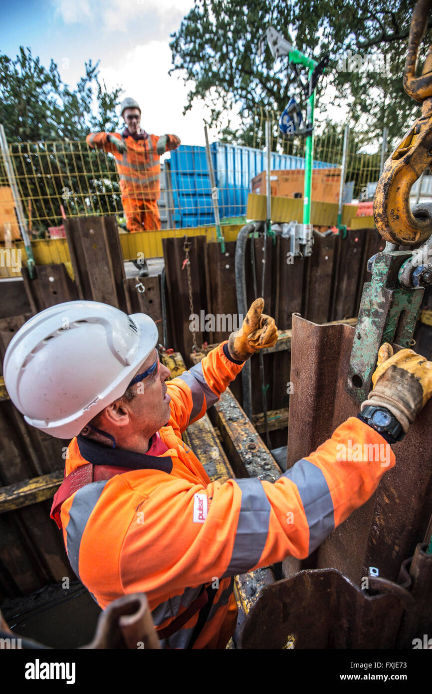 workers working on Waste Water Systems in London Stock Photo Alamy
