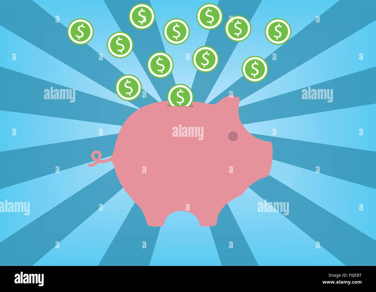 Concept of saving money with vector illustration of piggy bank Stock ...