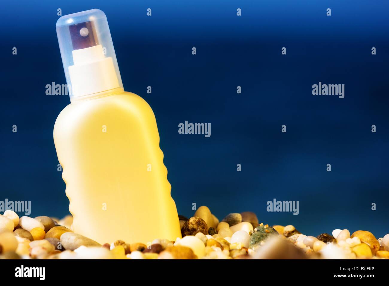 Sun cream bottle. Stock Photo