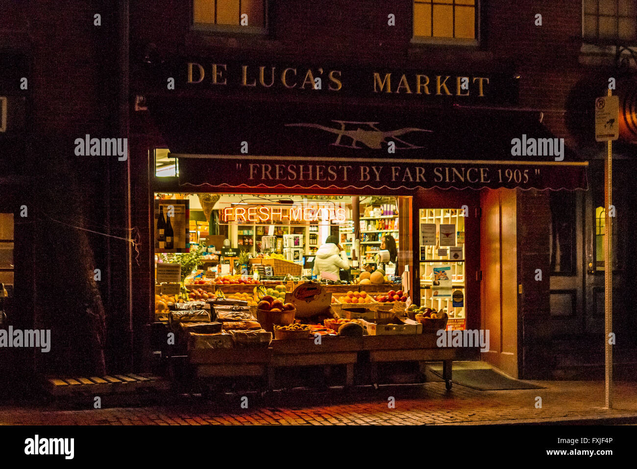 De Luca's Market fruit and vegetables and deli sore on Charles St , Beacon Hill, Boston,Massachusetts, USA Stock Photo