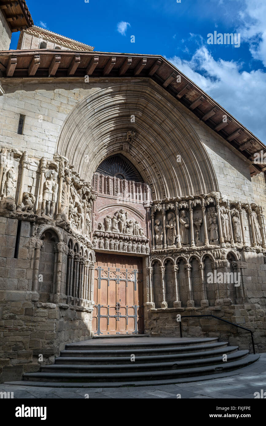 Principal facade of San Bartolome church in Logroño, La Rioja. Spain. Stock Photo