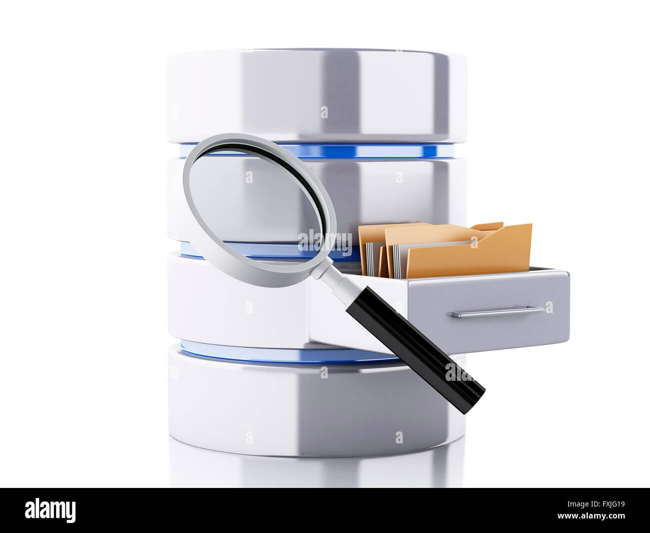 3d renderer image. Data storage with folders. Database concept ...