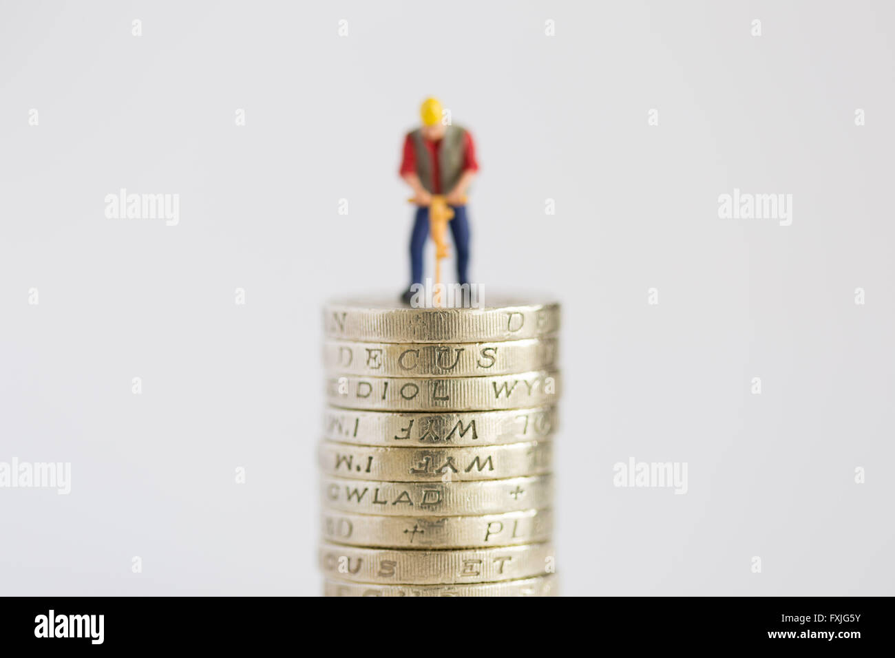 Close up model stock photo depicting working wage concepts and British economics Stock Photo