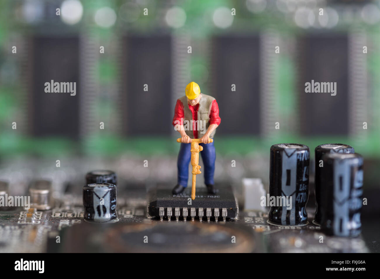 Close up concept stock photo depicting data mining or theft of computer information. Stock Photo