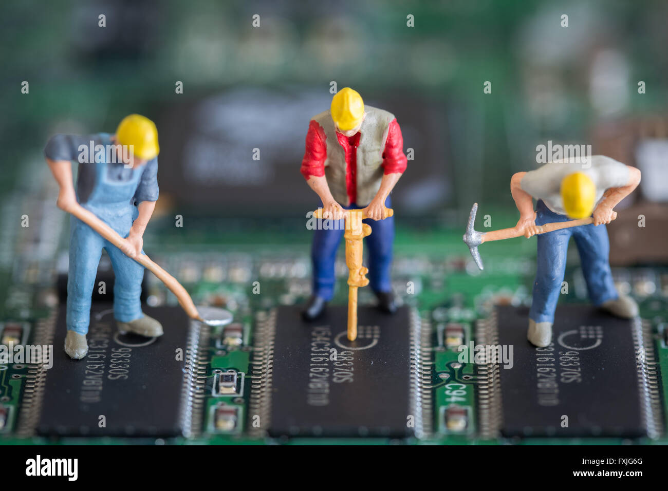 Close up concept stock photo depicting data mining or theft of computer information. Stock Photo