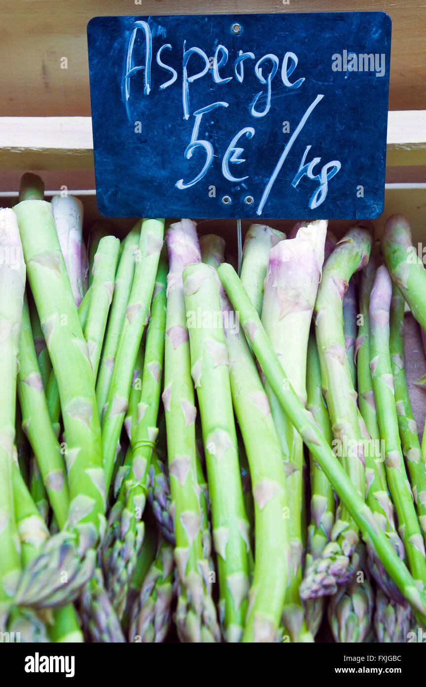 Farm produce at the farmers market at Sarlat-la-Canéda in South West France Stock Photo