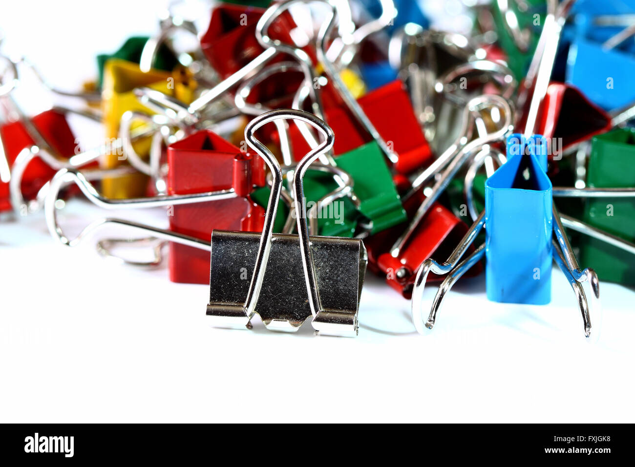 Bulldog clips color isolated Stock Photo Alamy