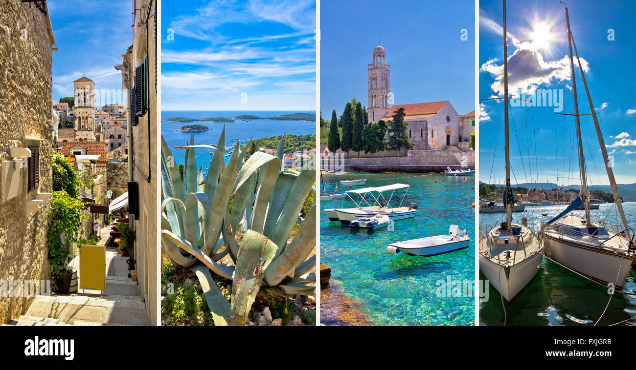Island of Hvar tourist collage, Dalmatia, Croatia Stock Photo