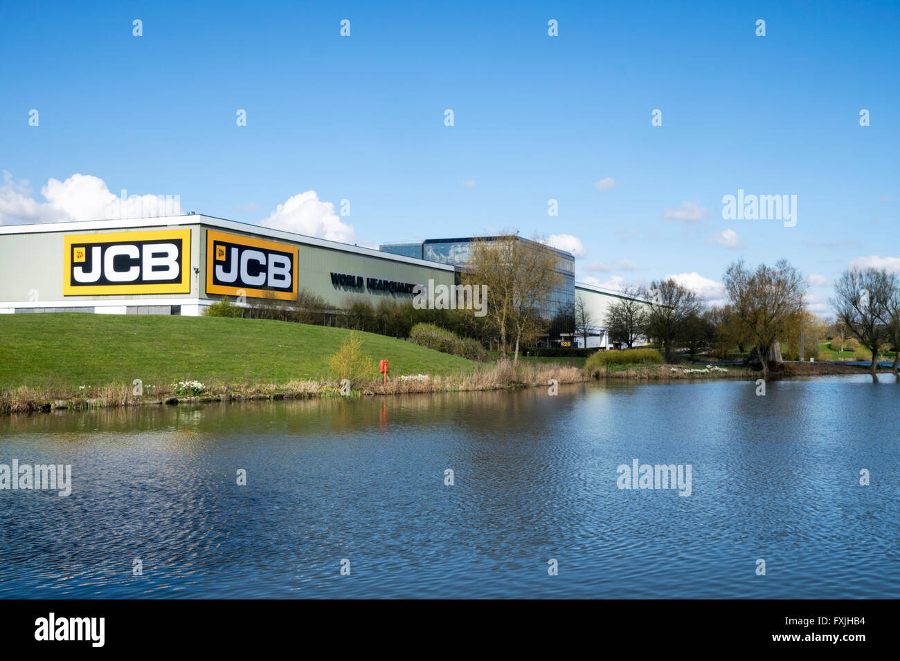 JCB World Headquarters at Rocester, Uttoxeter, Staffordshire with new JCB logo Stock Photo