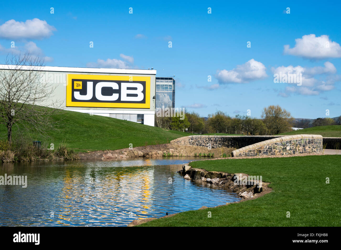 JCB World Headquarters at Rocester, Uttoxeter, Staffordshire with new JCB logo Stock Photo