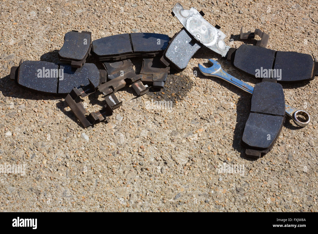 Worn Brake Pads Stock Photo