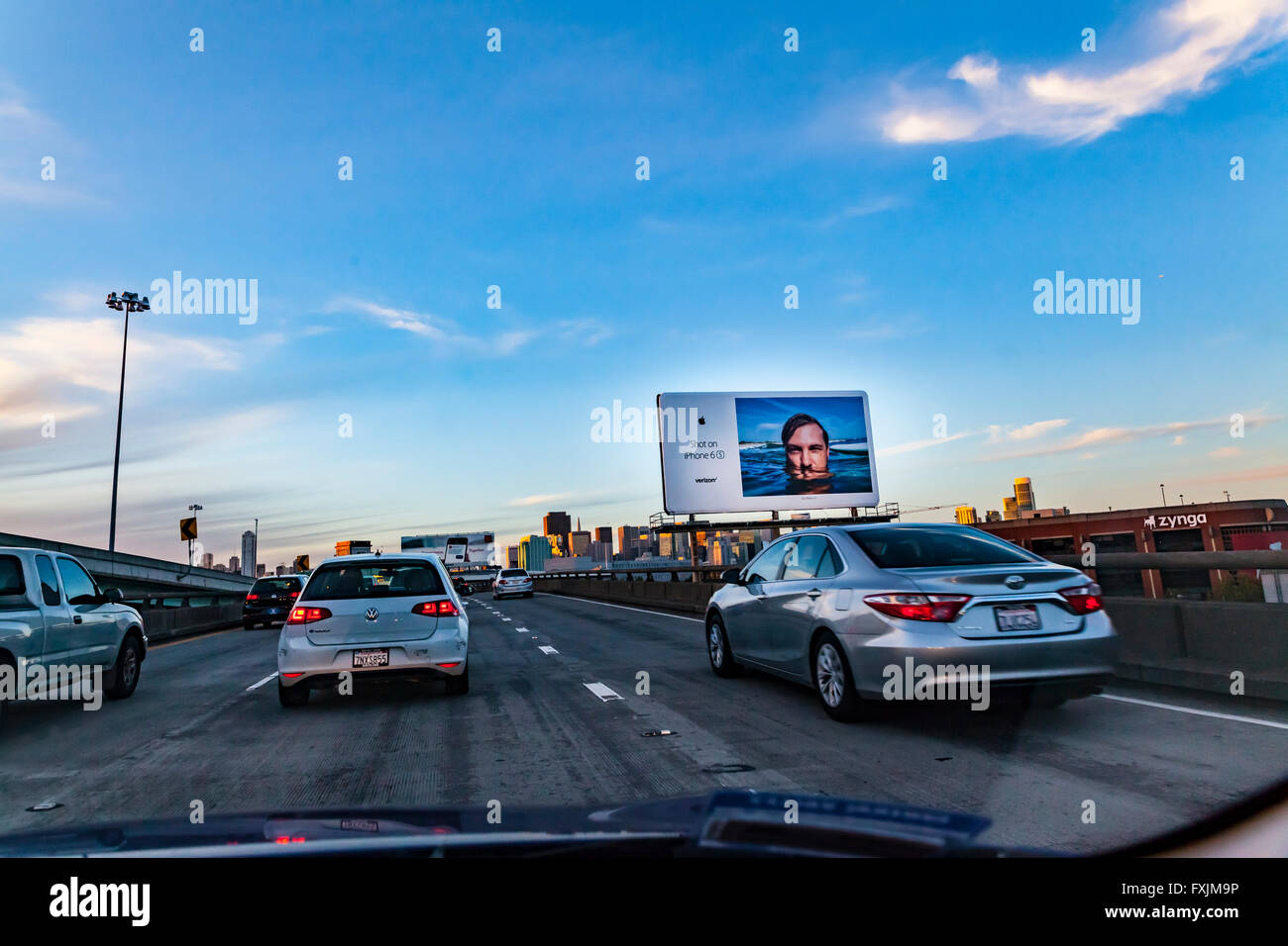 An iPhone 6s advertising billboard on Highway 101 driving in to San Francisco Stock Photo