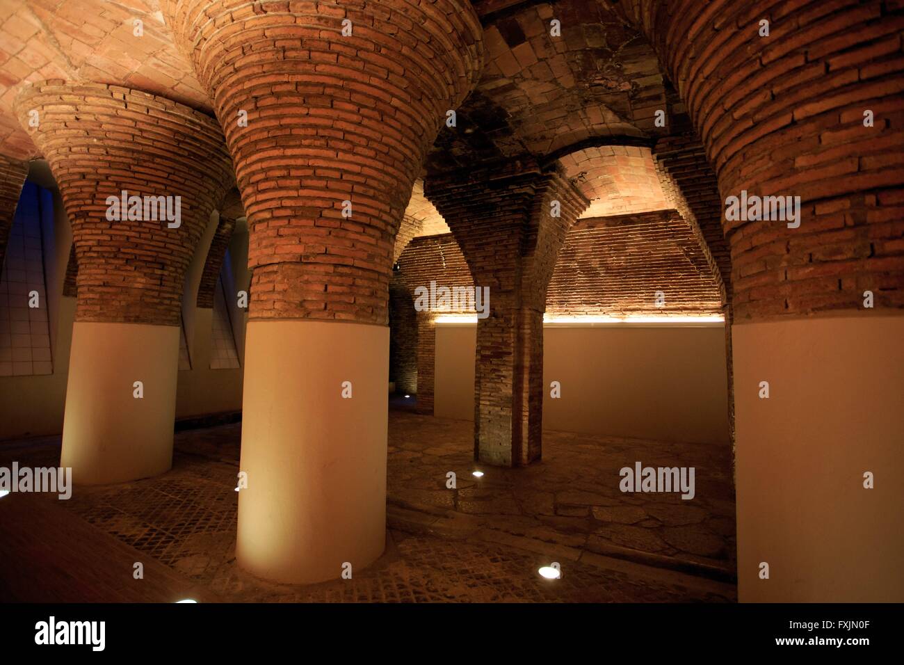The underground horse stables of Palau Guell, Barcelona, Spain Stock Photo