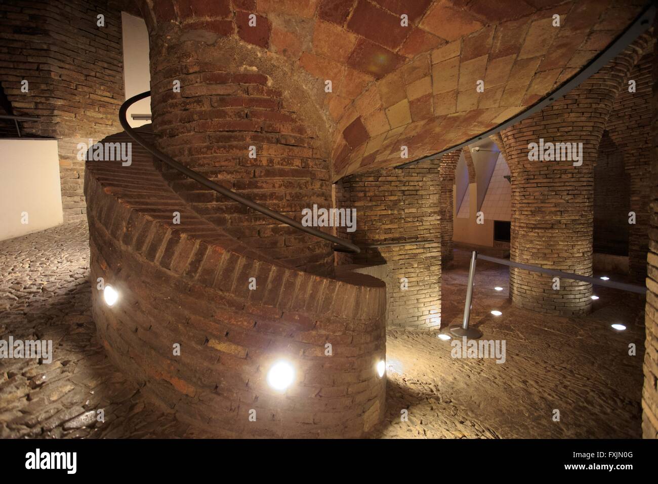 The underground horse stables of Palau Guell, Barcelona, Spain Stock Photo