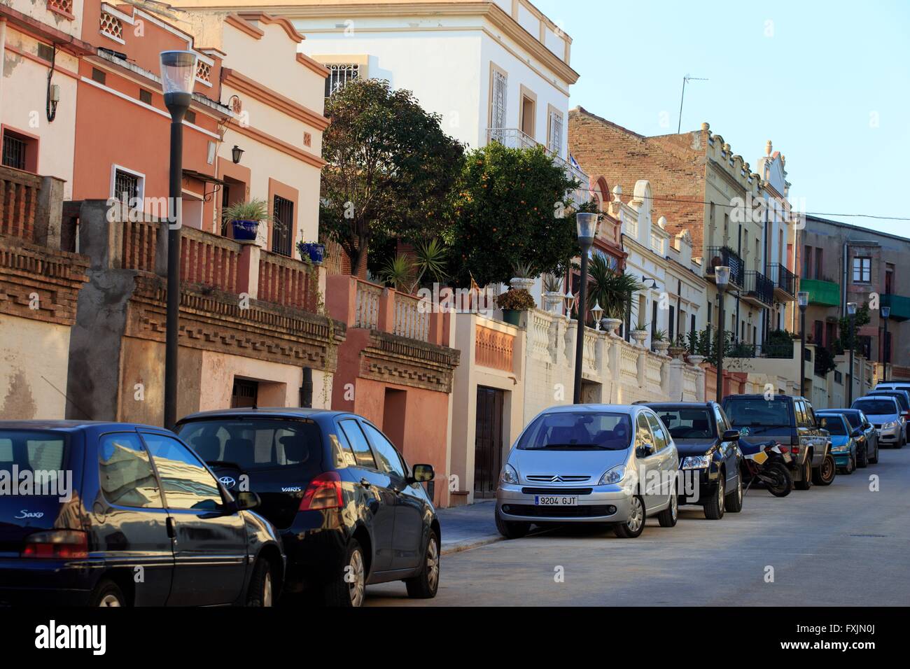 A quiet street in Santa Colona de Cervello on the outskirts of Barcelona, Spain Stock Photo