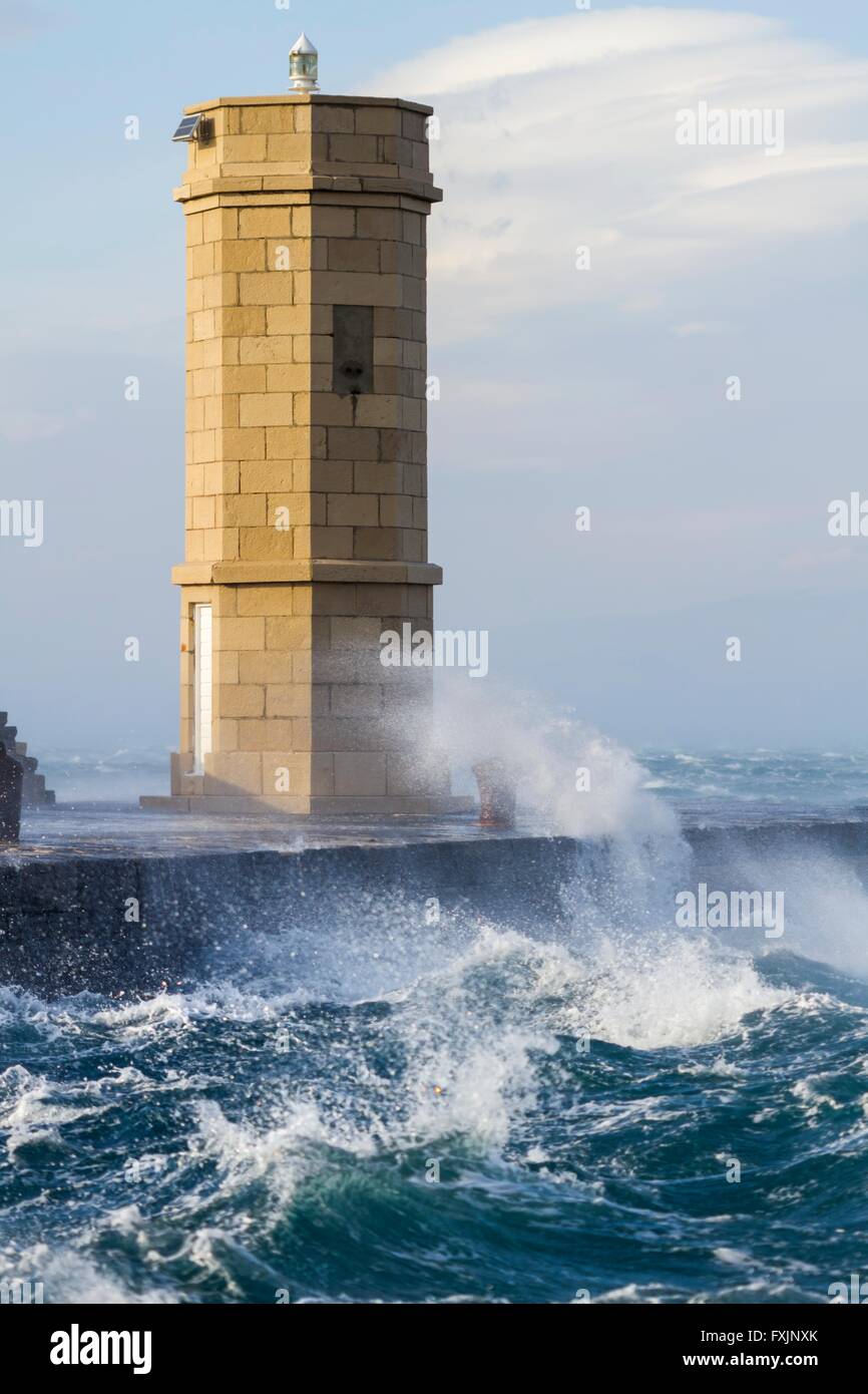 Overflowing water during strong wind in Senj Croatia Stock Photo