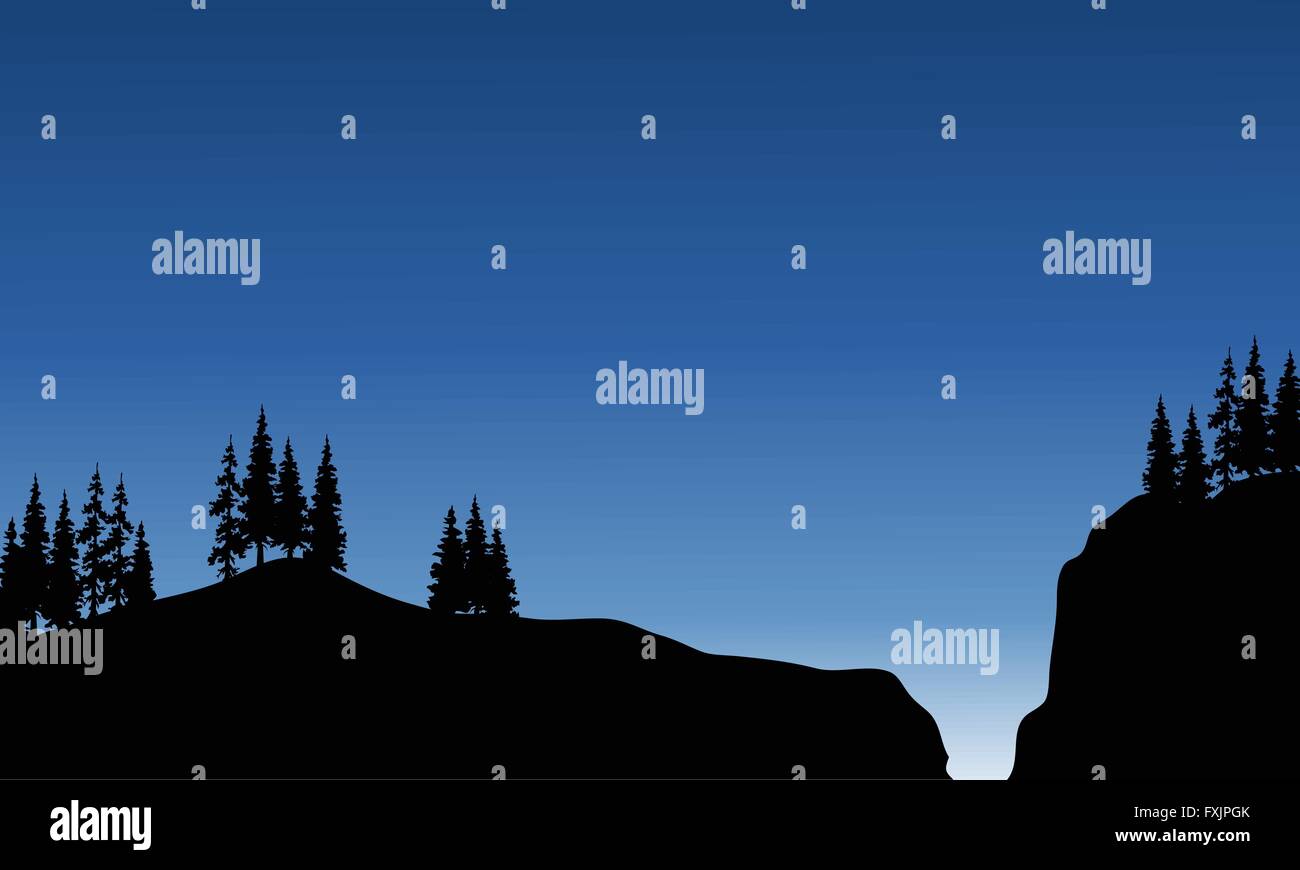 Scenery spruce in cliff of silhouette Stock Vector Image & Art - Alamy