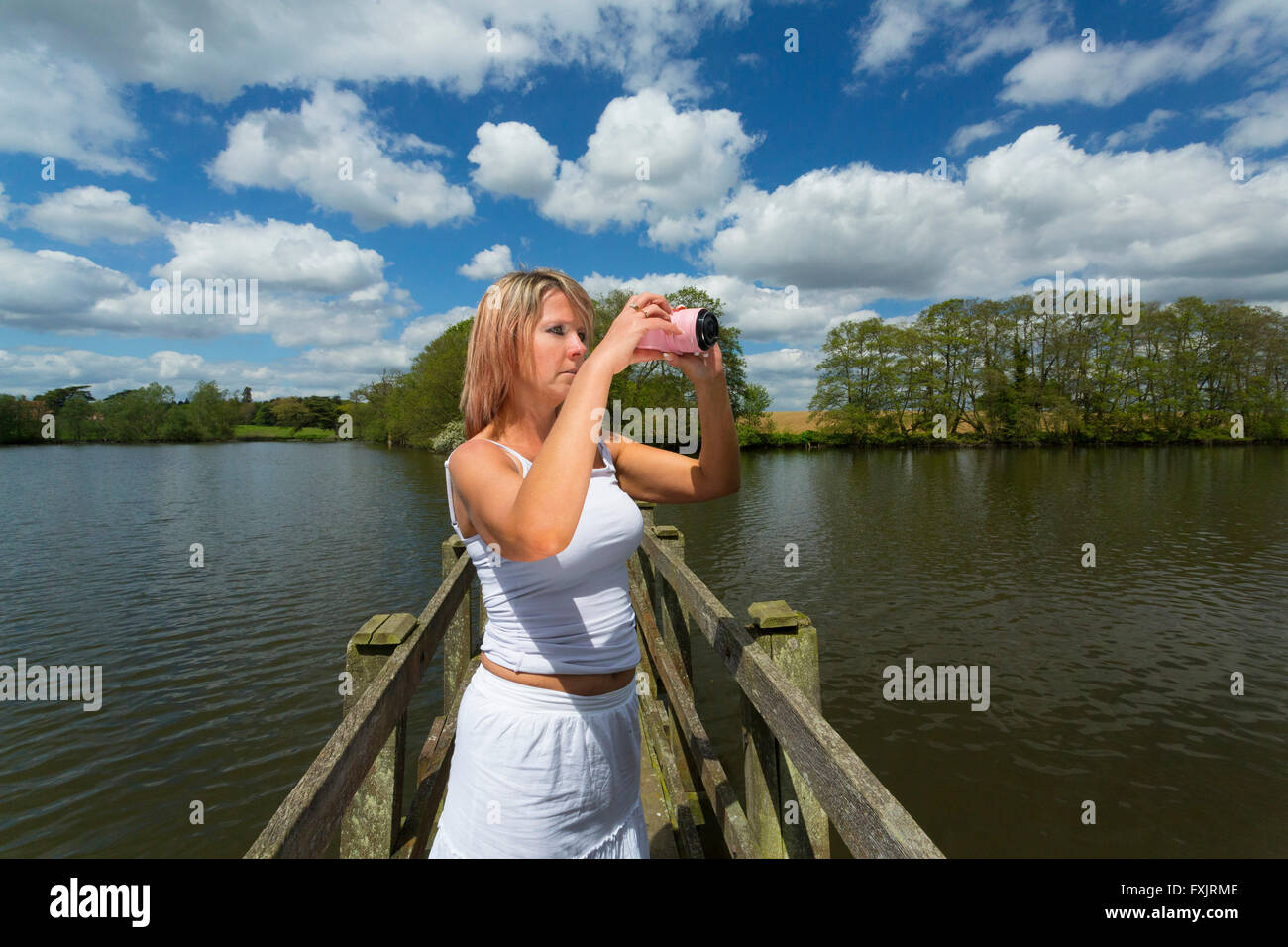 woman taking photos Stock Photo