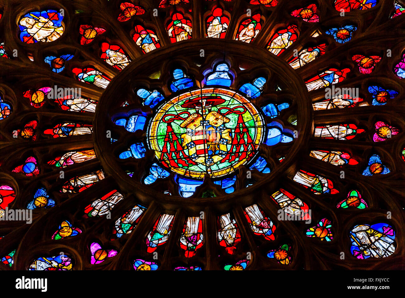 Rose Window Coat Arms Cardinal Hat Stained Glass Cathedral Spanish Flag